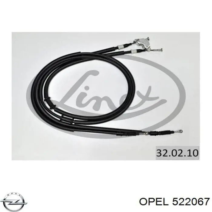 522067 Opel трос ручного тормоза задний правый/левый