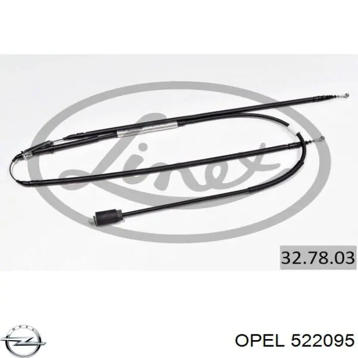522095 Opel трос ручного тормоза задний правый/левый