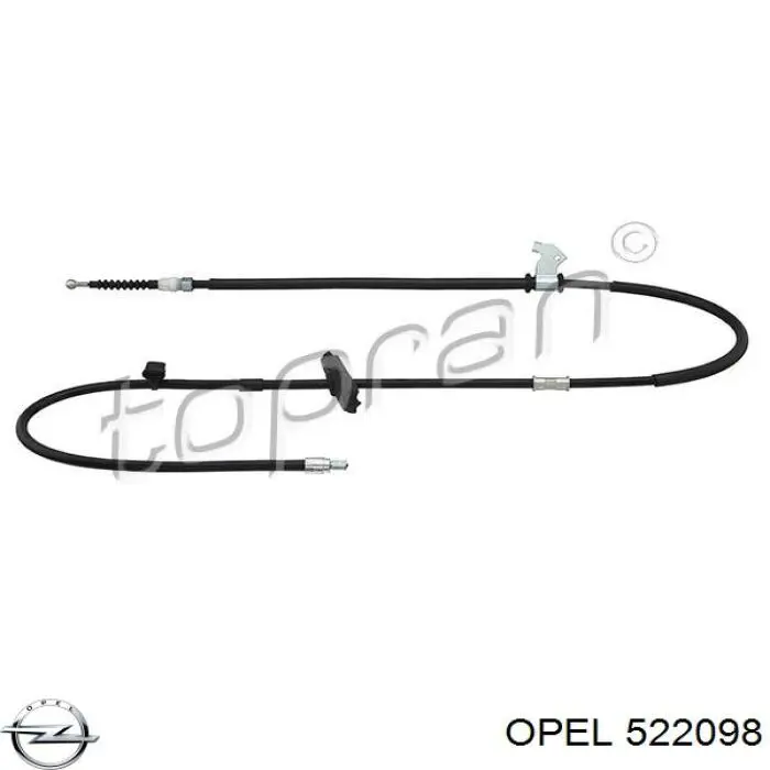 522098 Opel трос ручного тормоза задний правый