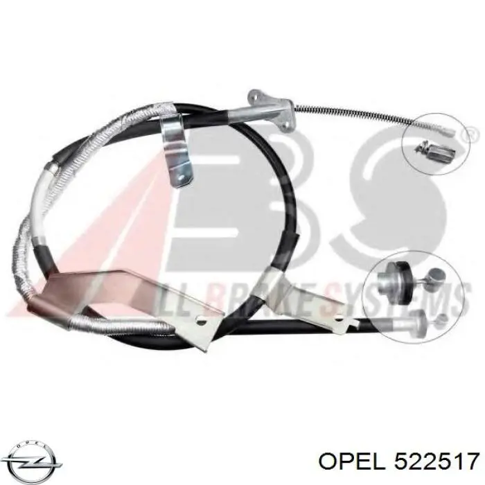 522517 Opel cabo do freio de estacionamento traseiro direito