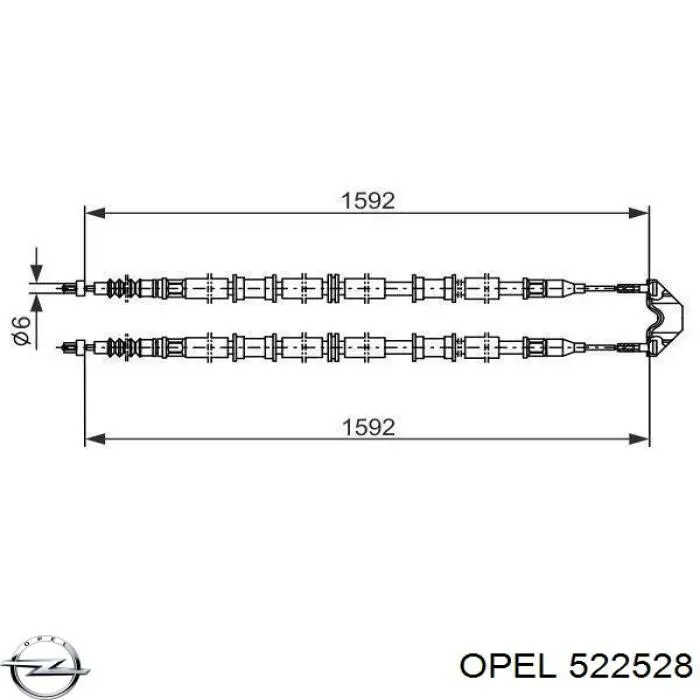 Задний трос ручника 522528 Opel