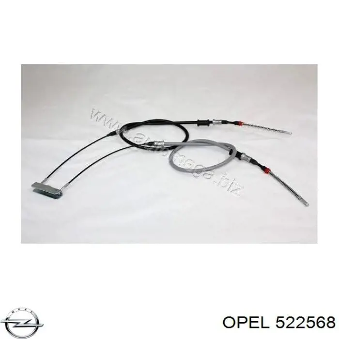 522568 Opel трос ручного тормоза задний правый/левый