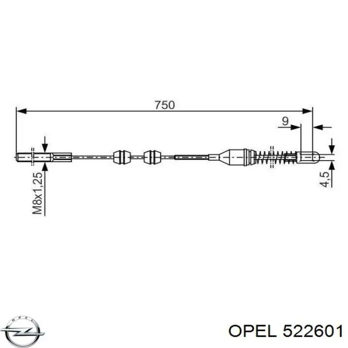 Трос ручного тормоза задний Opel 522601 цена, от 3.95 USD