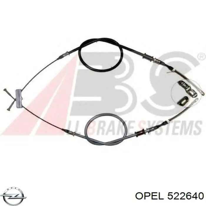 522640 Opel трос ручного тормоза задний правый/левый