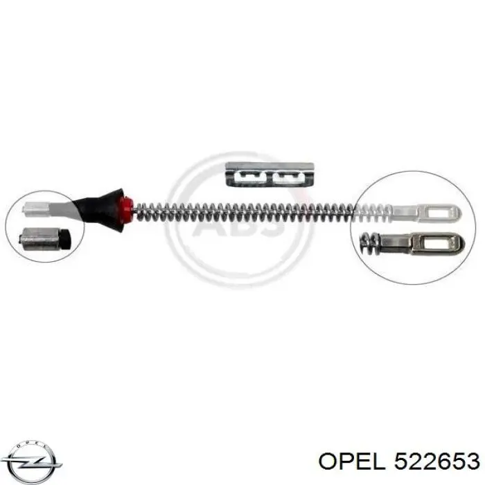 522653 Opel трос ручного тормоза задний правый/левый