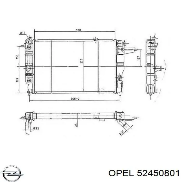 Радиатор 52450801 Opel