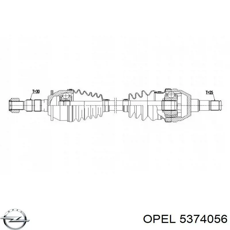 13356124 Opel полуось (привод передняя правая)