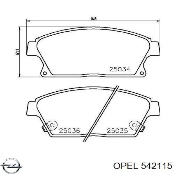 Передние тормозные колодки 542115 Opel