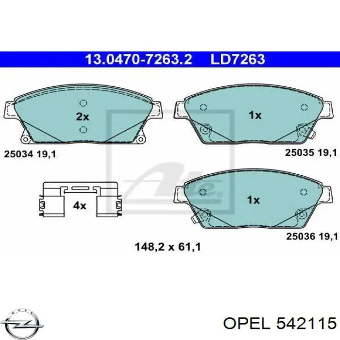 Купить 542115 Opel Колодки тормозные