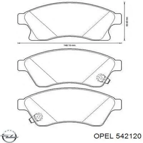 Передние тормозные колодки 542120 Opel