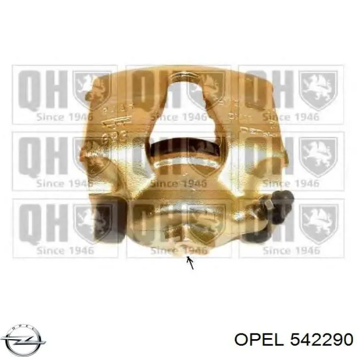 Суппорт тормозной передний правый 542290 Opel