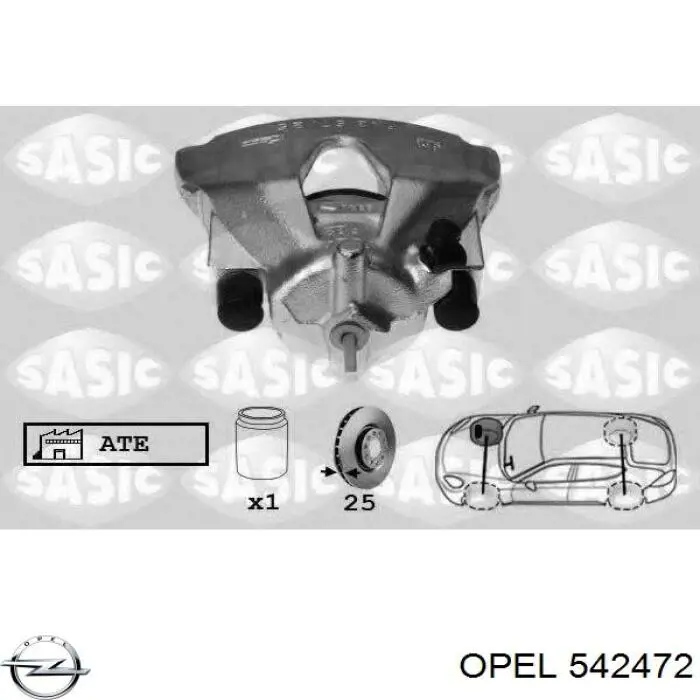 Купить 542472 Opel Суппорт тормозной передний правый