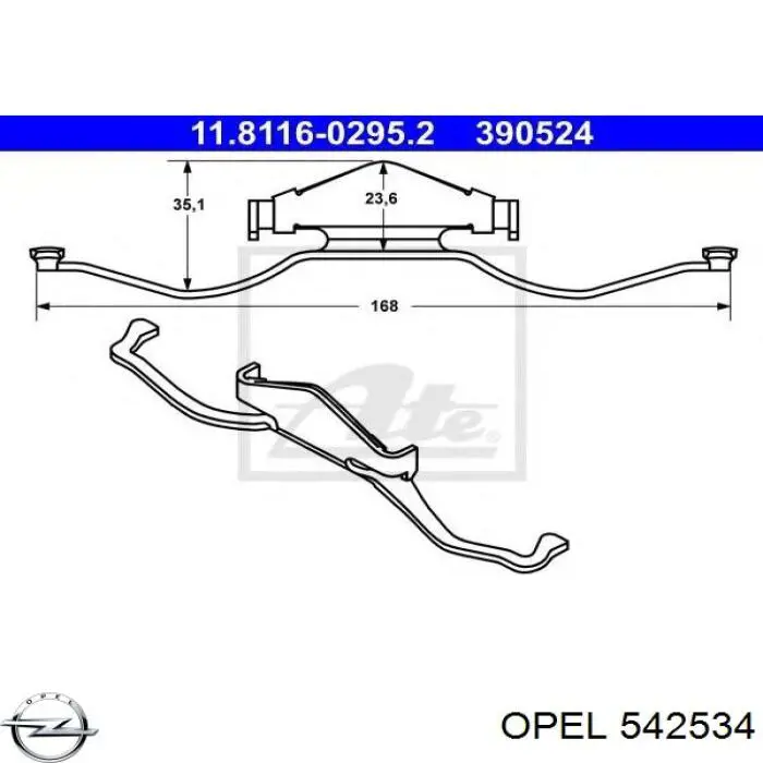Комплект пружинок крепления дисковых колодок, передних Opel 542534 цена, от 6.76 USD