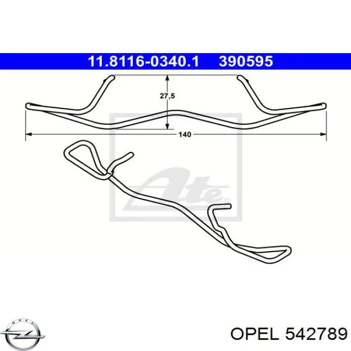 542789 Opel пружинная защелка суппорта