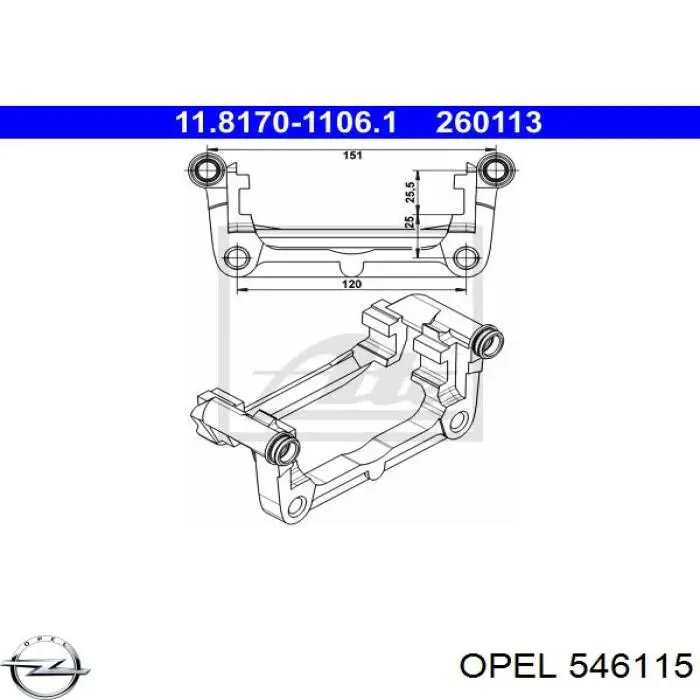 Скоба тормозного суппорта заднего 546115 Opel