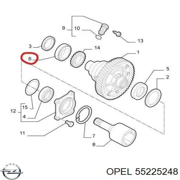 55225248 Opel rolamento de diferencial do eixo dianteiro