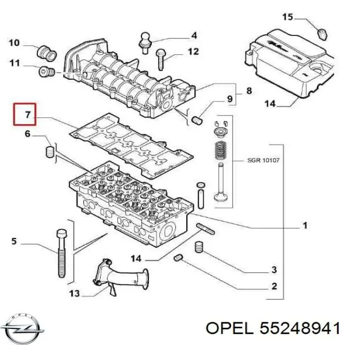 Прокладка клапанной крышки 55248941 Opel