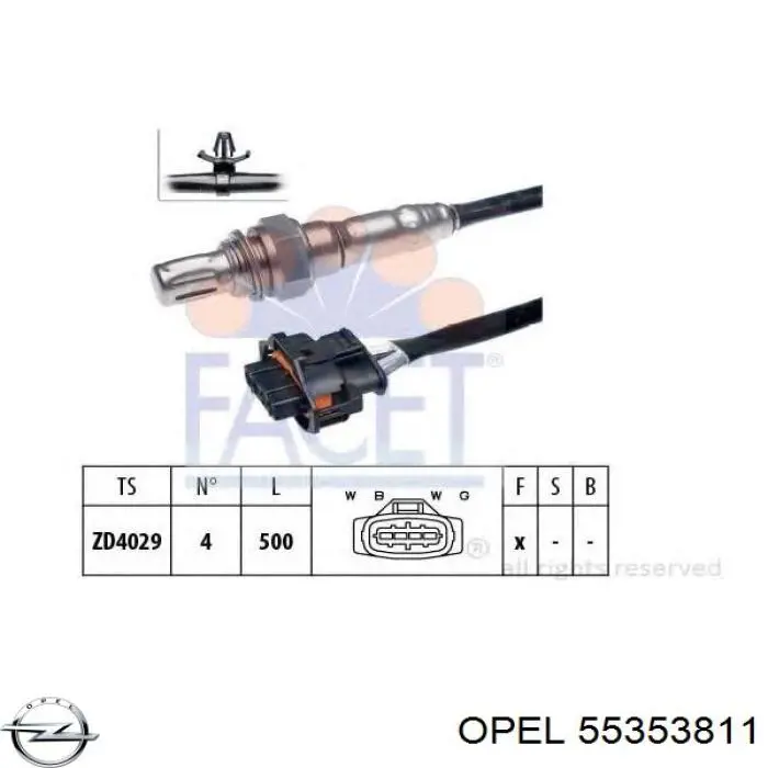 55353811 Opel sonda lambda, sensor de oxigênio até o catalisador