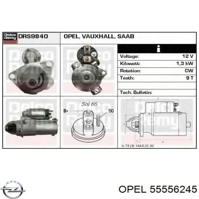55556245 Opel Стартер автомобиля