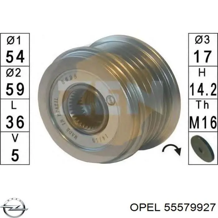 Купить 55579927 Opel Шкив ремня генератора