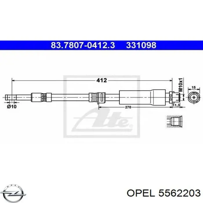 Шланг тормозной передний Opel 5562203 цена, от 15.96 USD