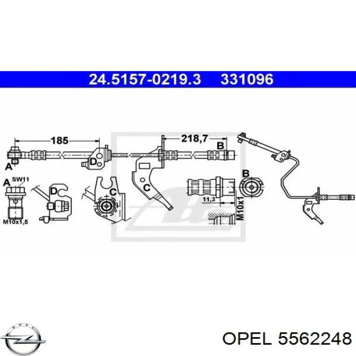 Шланг тормозной задний, правый Opel 5562248 цена, от 20.82 USD