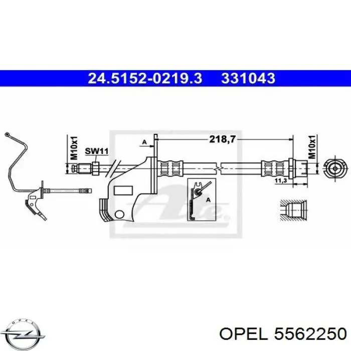 Шланг тормозной задний, правый Opel 5562250 цена, от 18.78 USD