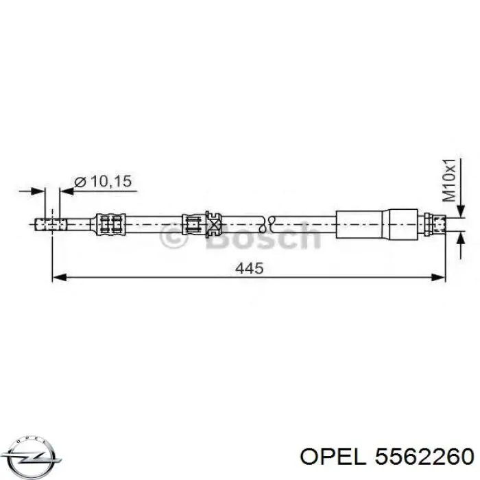 5562260 Opel шланг тормозной передний
