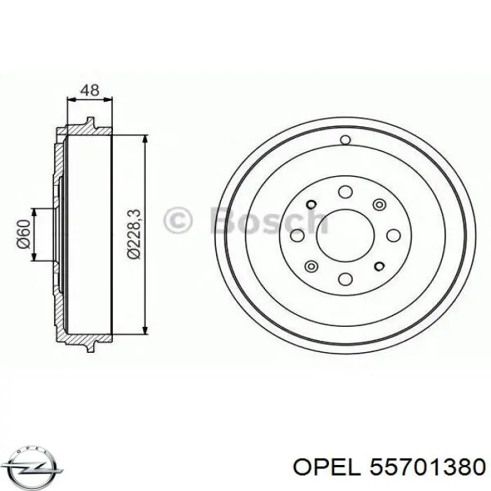 Тормозной барабан 55701380 Opel