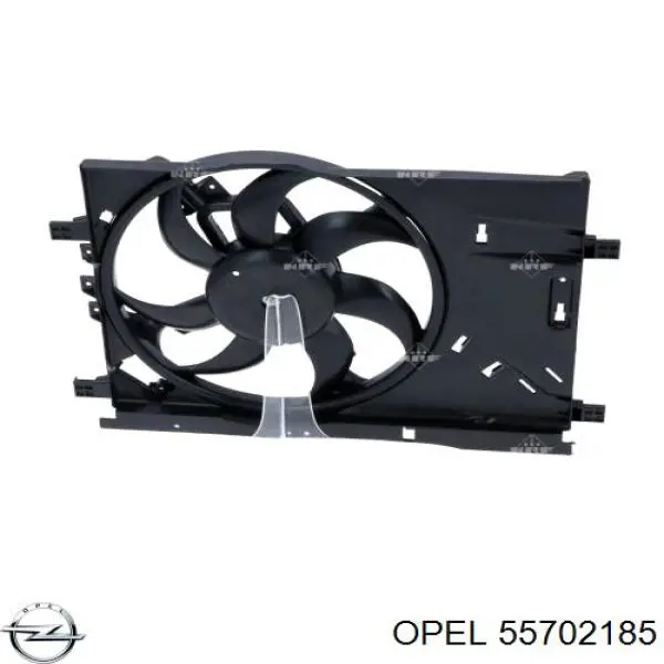 55702185 Opel диффузор радиатора охлаждения, в сборе с мотором и крыльчаткой