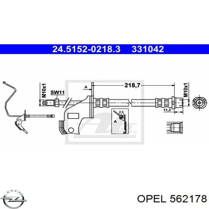 Шланг тормозной задний левый 562178 Opel