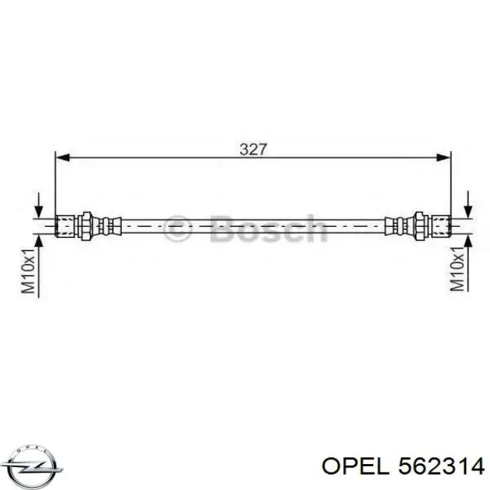 Шланг тормозной передний 562314 Opel