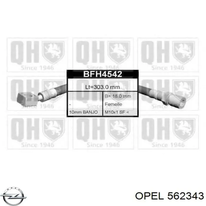 Шланг тормозной передний Opel 562343 цена, от 6.42 USD