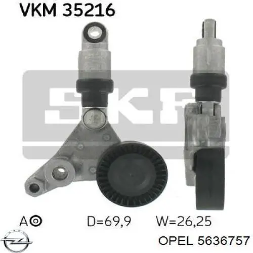 5636404 Opel Ролик натяжителя ремня ГРМ