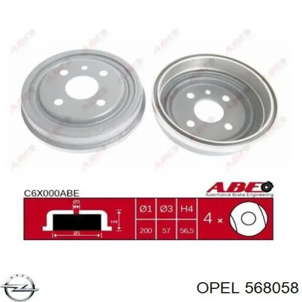 Купить 568058 Opel Тормозной барабан