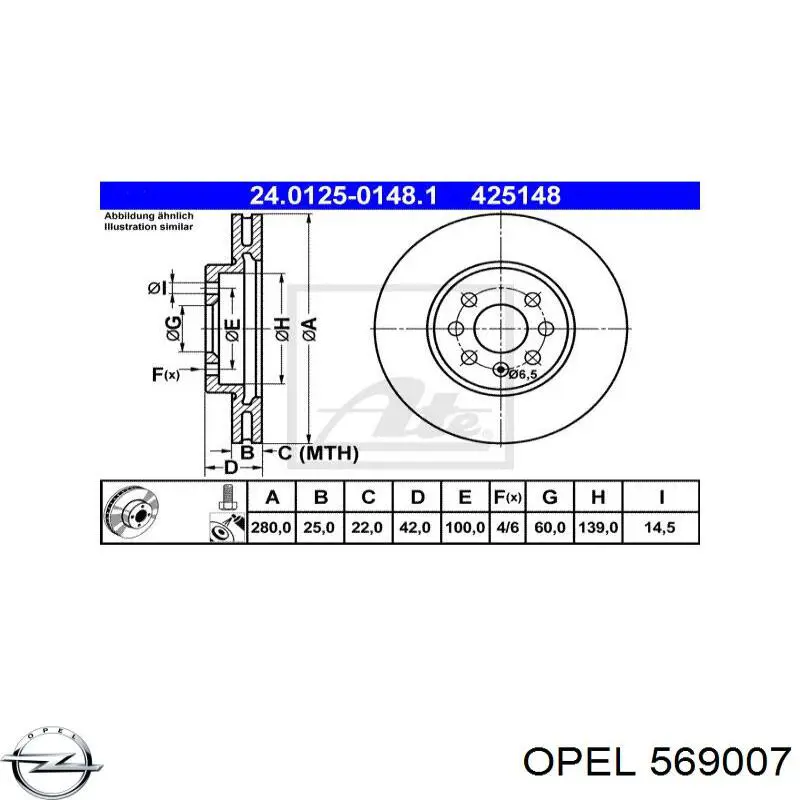 Передний тормозной диск Opel 569007