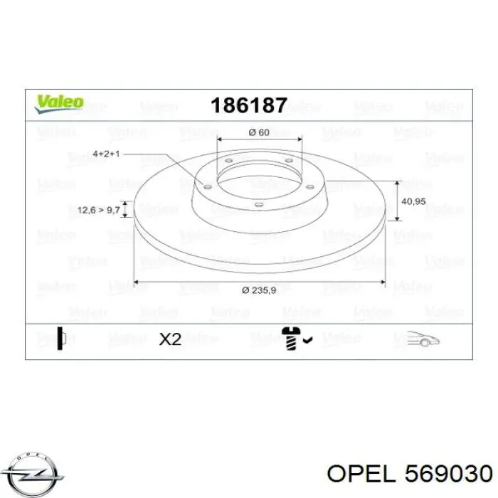 569030 Opel диск тормозной передний