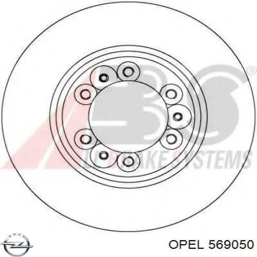 Передние тормозные диски 569050 Opel