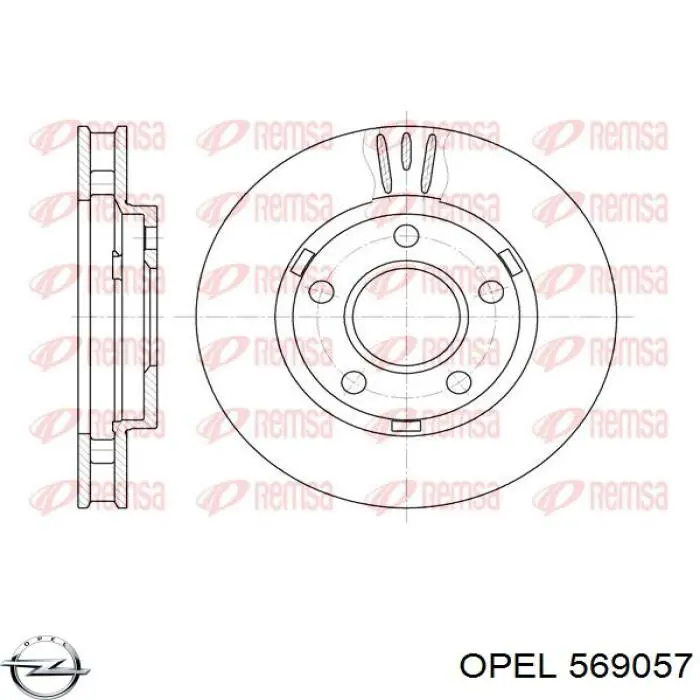 Передний тормозной диск Opel 569057