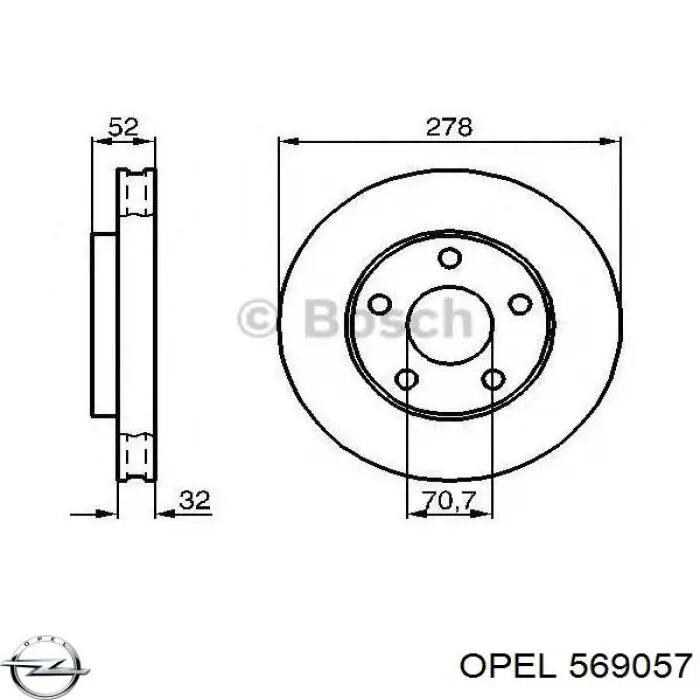 Тормоз дисковый передний Opel 569057 цена, от 34.62 USD