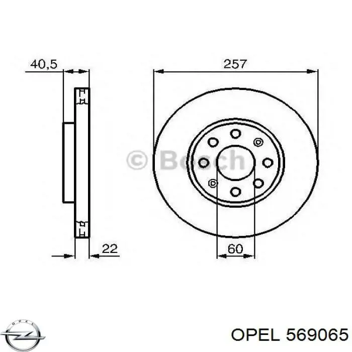 Передний тормозной диск Opel 569065