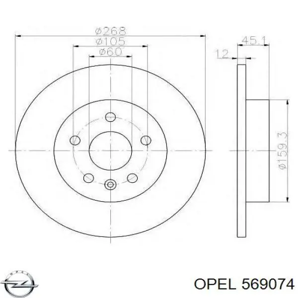 Тормозные диски 569074 Opel