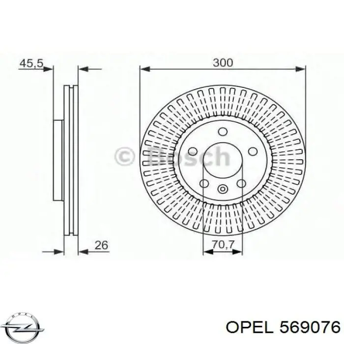 Передние тормозные диски 569076 Opel