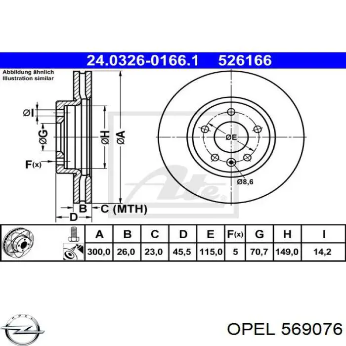 Передний тормозной диск Opel 569076