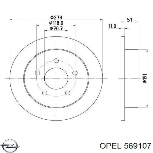 Тормозные диски 569107 Opel