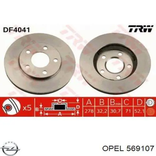Задний дисковый тормоз Opel 569107