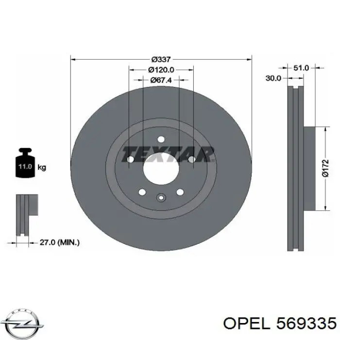 Купить 569335 Opel Ротор тормозной
