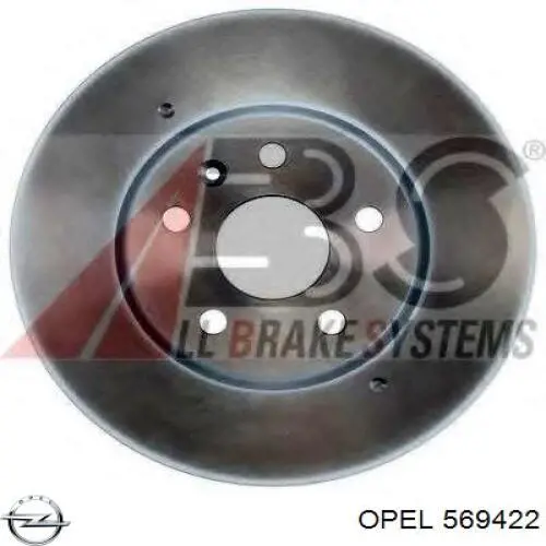 Передние тормозные диски 569422 Opel