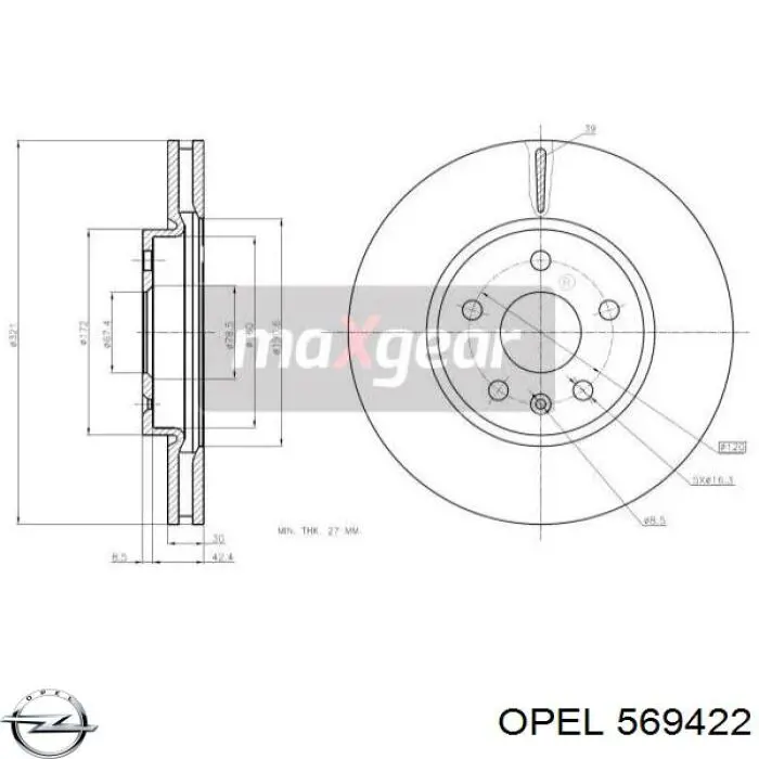 Купить 569422 Opel Ротор тормозной
