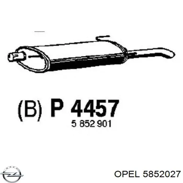 Глушитель, задняя часть 5852027 Opel